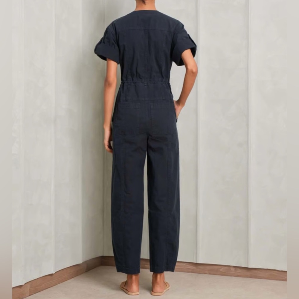 Ulla Johnson Navy V‑Neck Cotton Jumpsuit - Picture 2 of 8